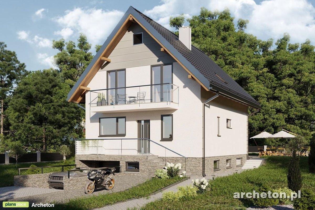 Mājas projekts ar mansardu + pagrabu 193 m²: 4 Guļamistabas, 2 Vannasistabas, Atvērta virtuve, Garāža