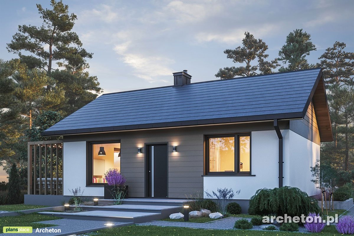 Small Gable Roof House Plan with Covered Side Porch