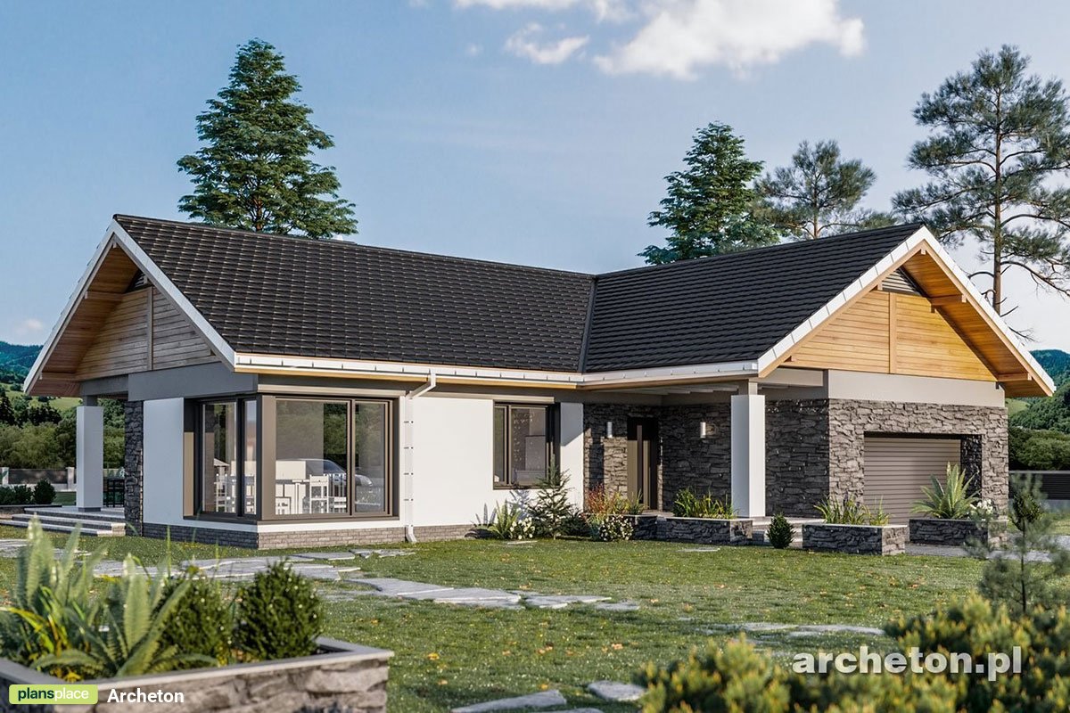 Vienstāva mājas projekts 176 m²: 3 Guļamistabas, 2 Vannasistabas, Atvērta virtuve, Garāža