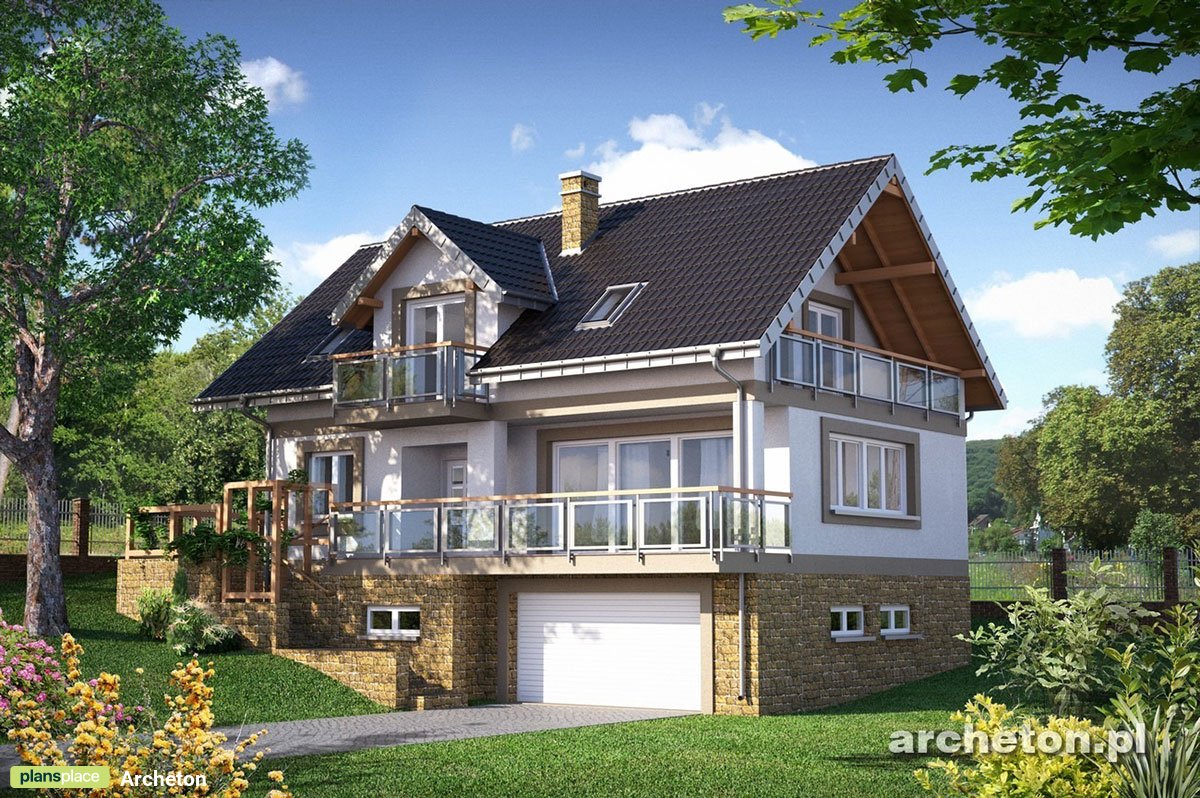 Mājas projekts ar mansardu + pagrabu 251 m²: 4 Guļamistabas, Darba istaba, 3 Vannasistabas, Atvērta virtuve, Garāža