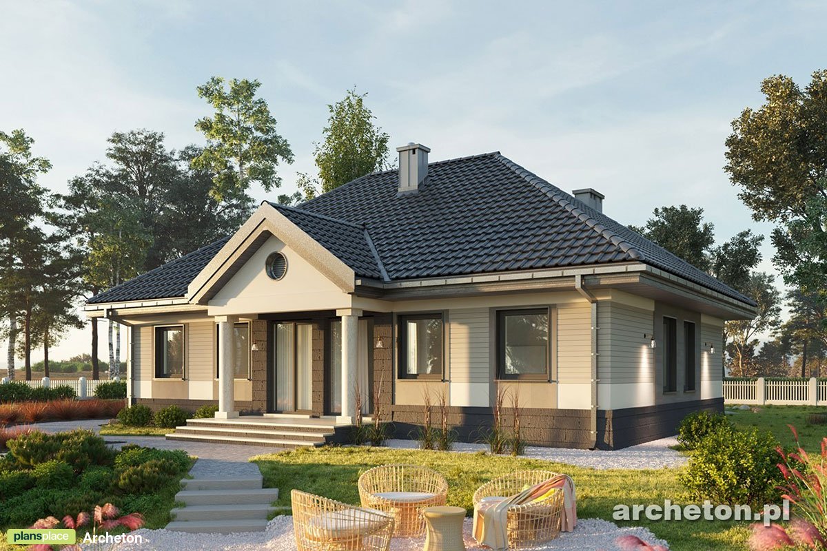 Vienstāva mājas projekts 117 m²: 3 Guļamistabas, Darba istaba, 2 Vannasistabas, bez Garāžas