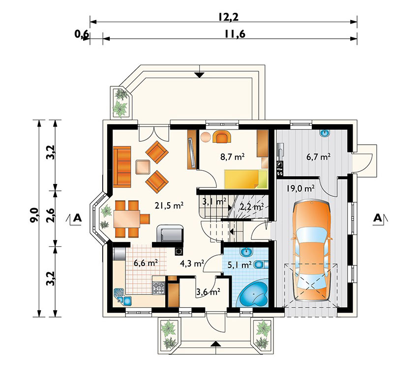 Floor Plan with 1-Car Front Entry Garage and In-Law Suite