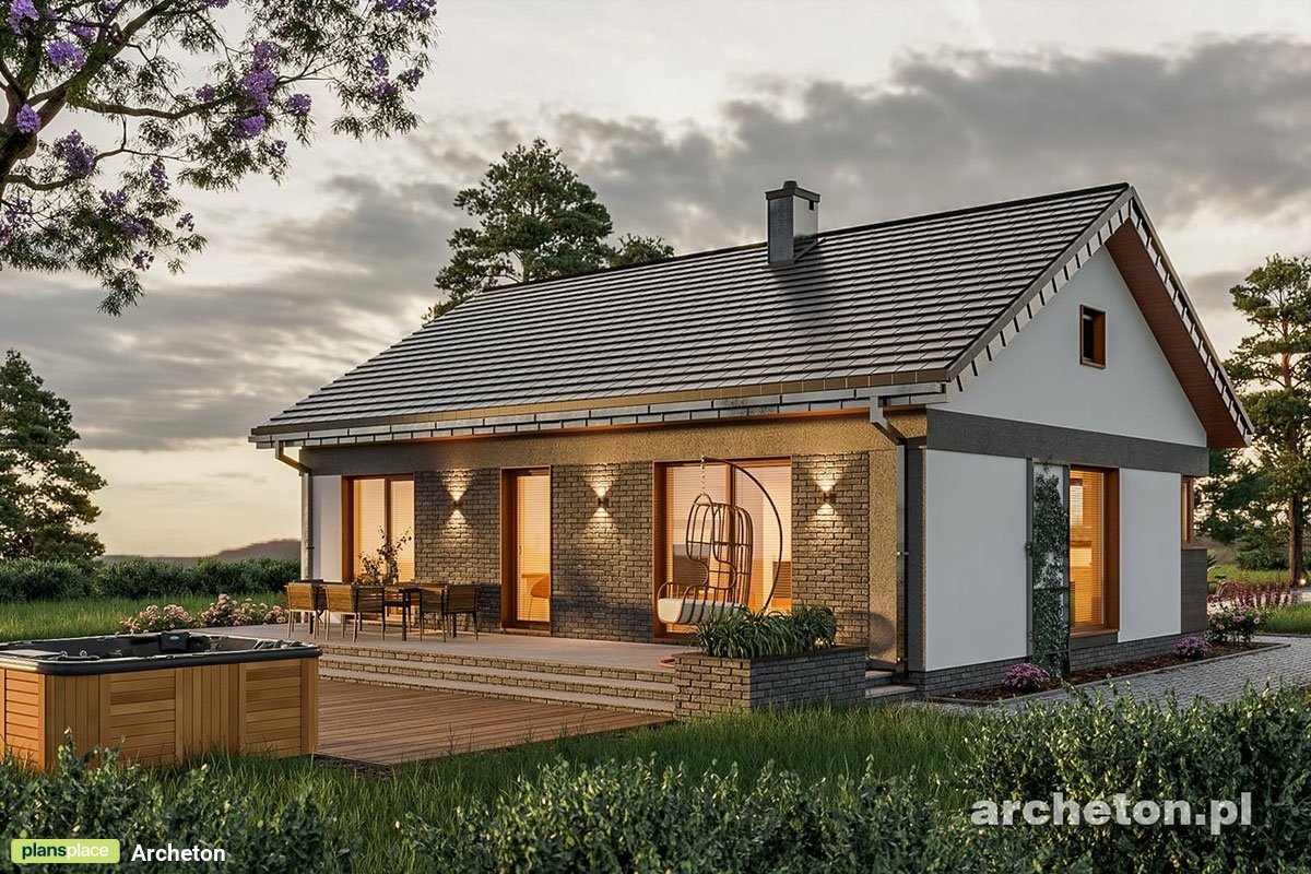 3-Bedroom, 900 Sq Ft European House Plan with Gable Roof