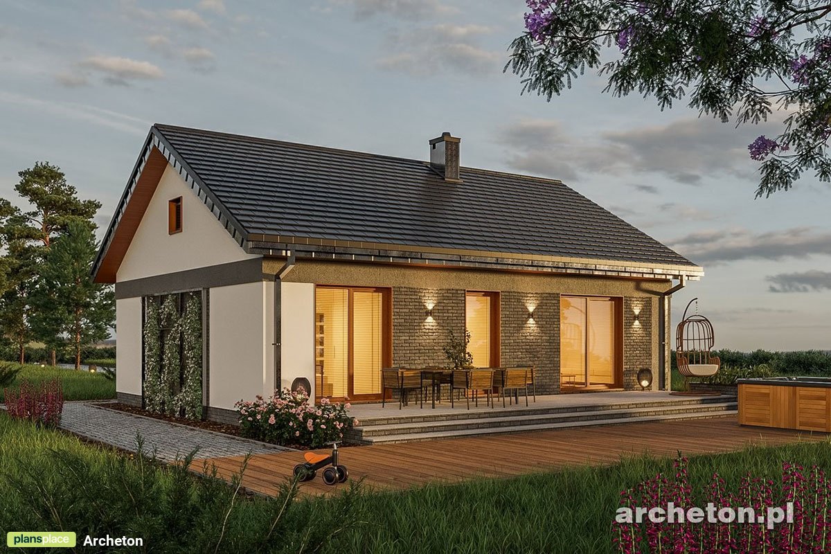 3-Bedroom, 900 Sq Ft European House Plan with Gable Roof