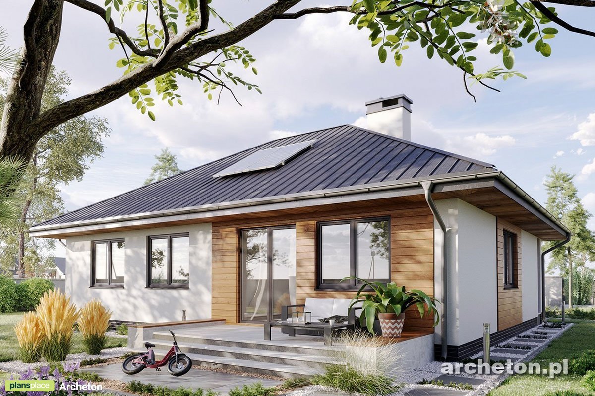 European Plan with Fireplace in center of House and Hip Roof