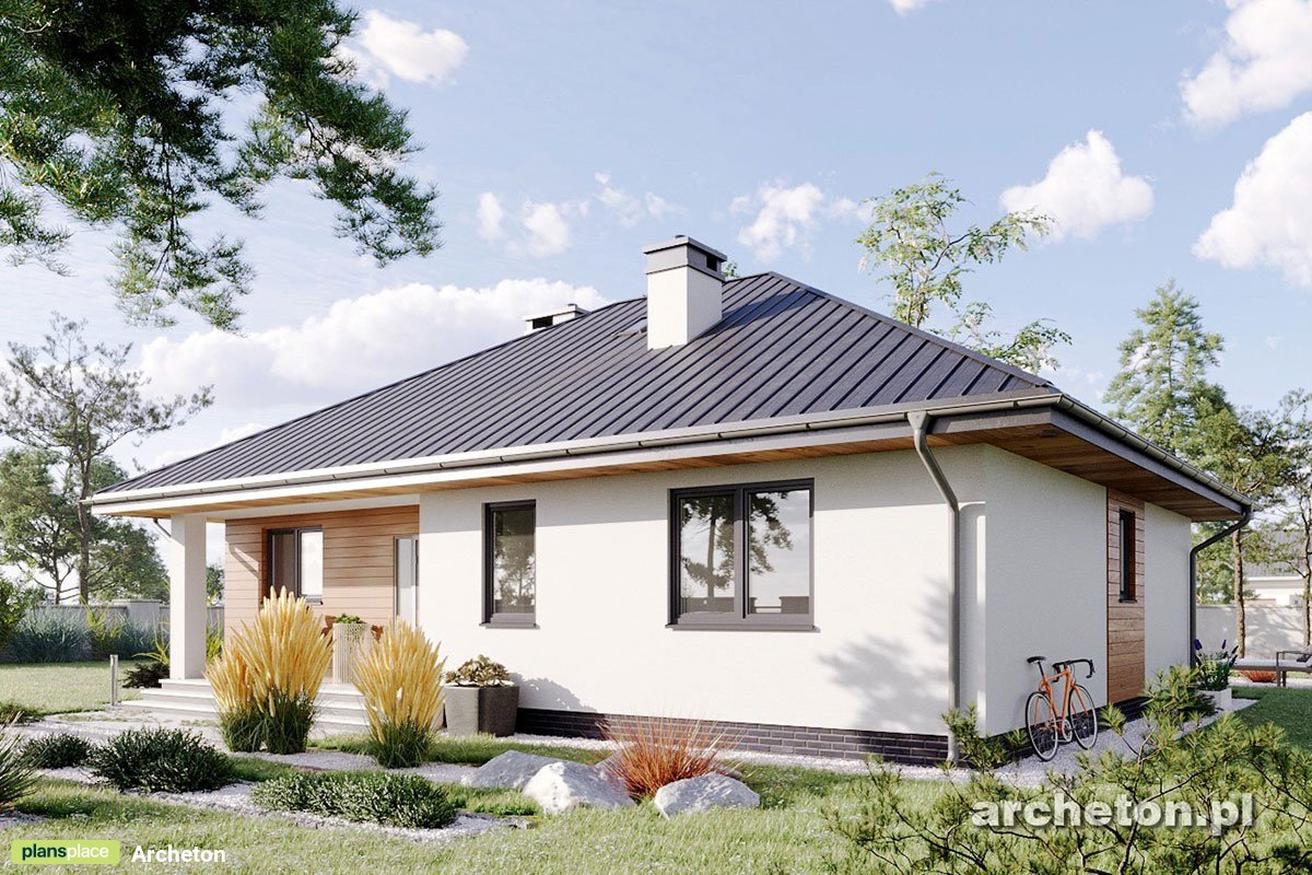 European Plan with Fireplace in center of House and Hip Roof