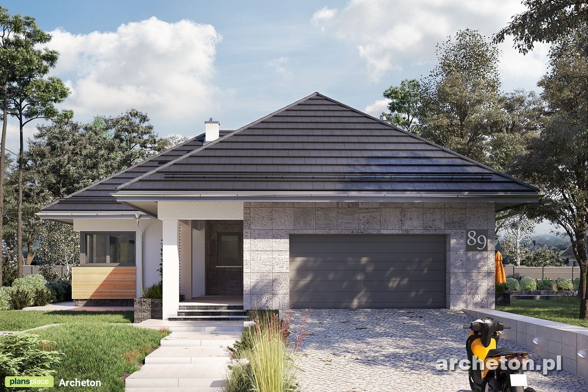 4-Bed, 1600 Sq Ft Hip Roof House Plan with 2-Car Garage