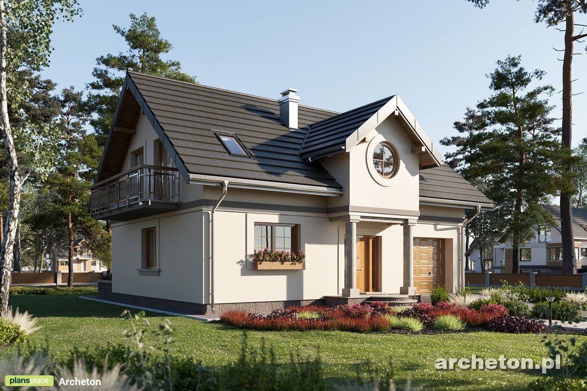 1700 Sq Ft 2-Story House Plan with 2 Balconies and Gable Roof