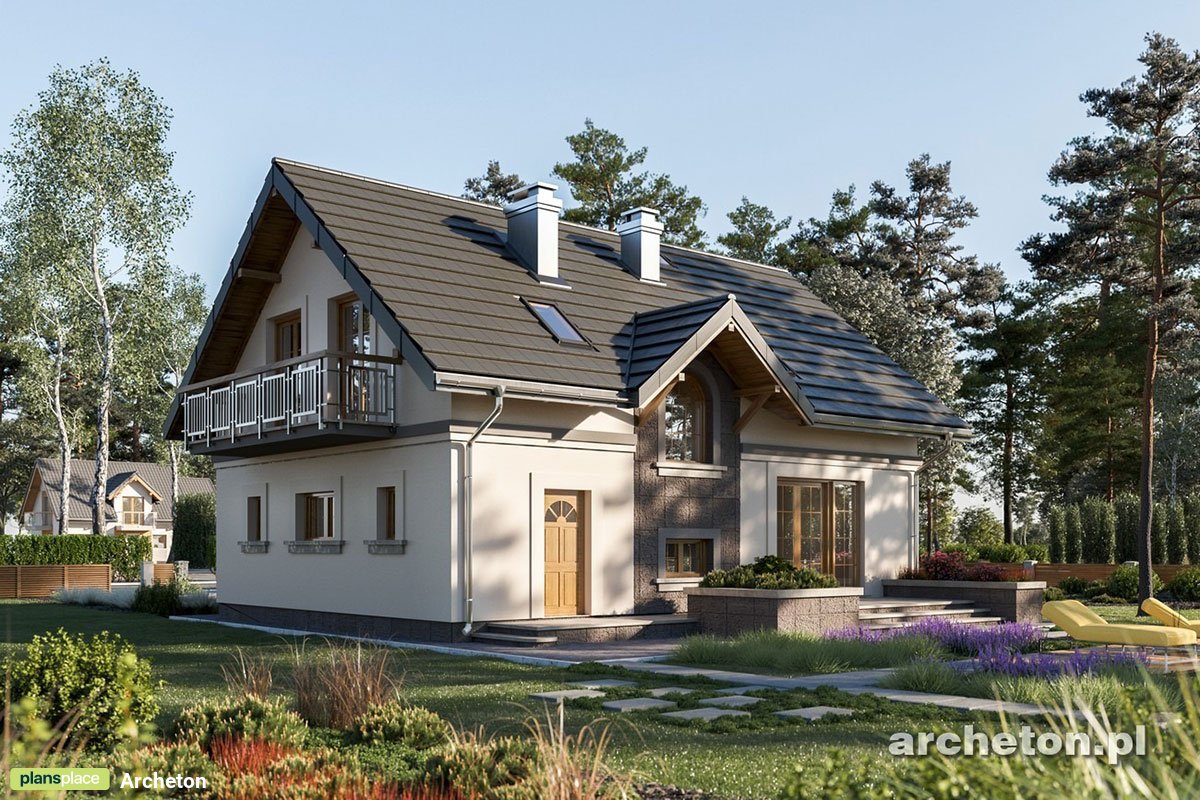 1700 Sq Ft 2-Story House Plan with 2 Balconies and Gable Roof