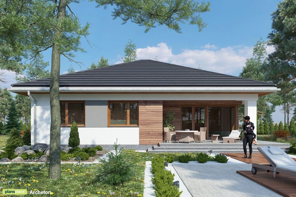 One Level Bungalow Floor Plan with Open Floor Plan and 4 Beds