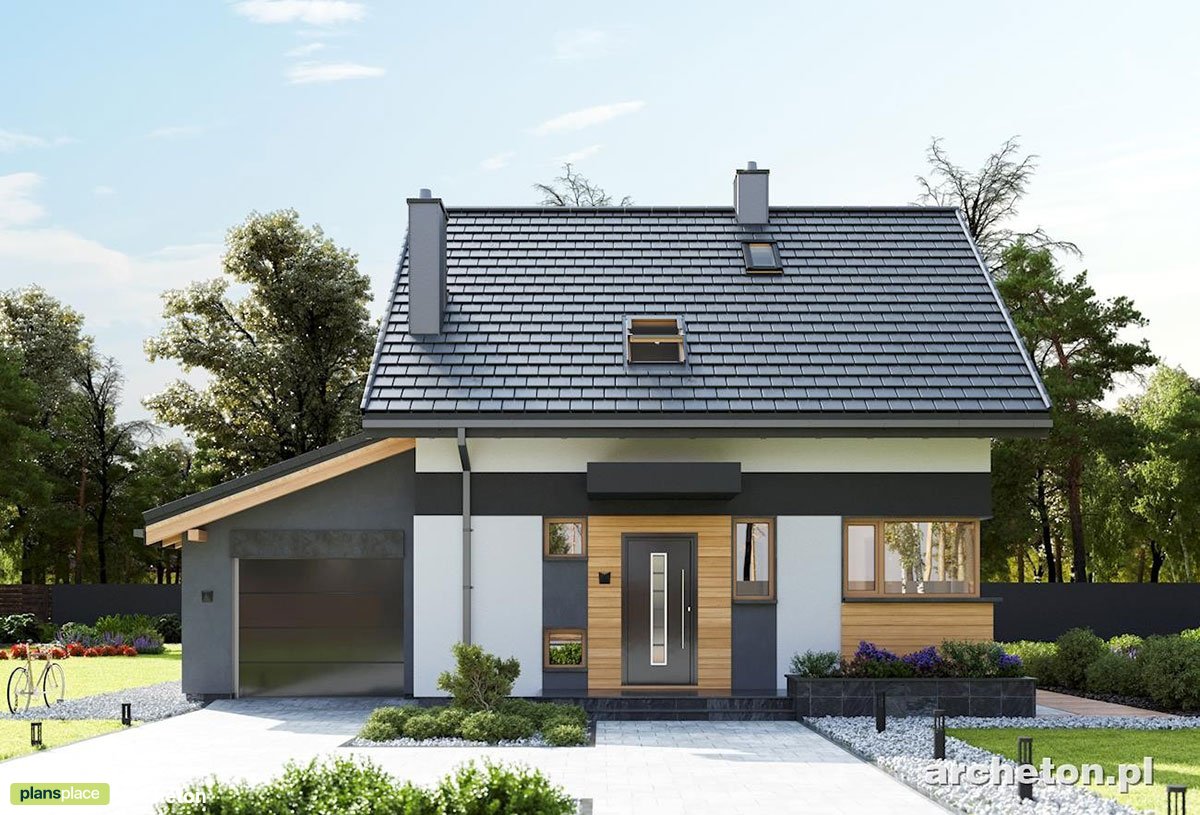 Gable Roof House Plan with Rear Deck and 1-Car Garage