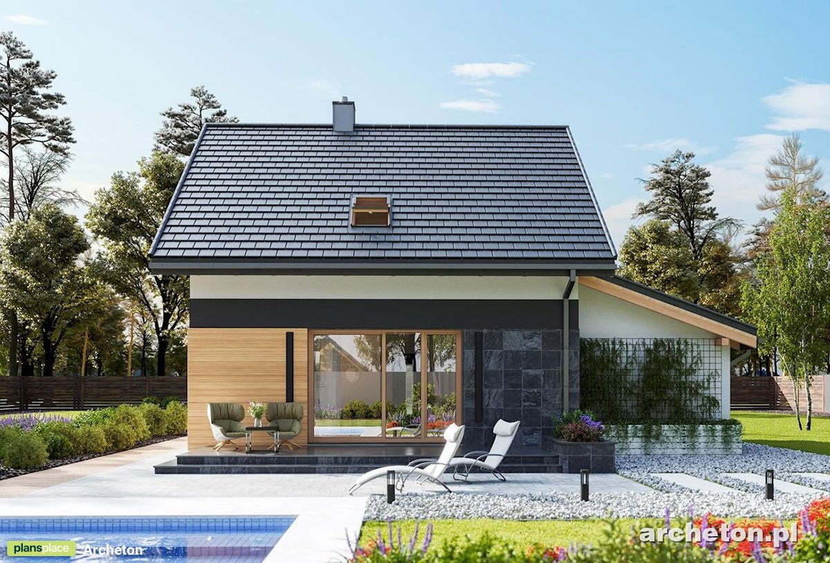 Gable Roof House Plan with Rear Deck and 1-Car Garage