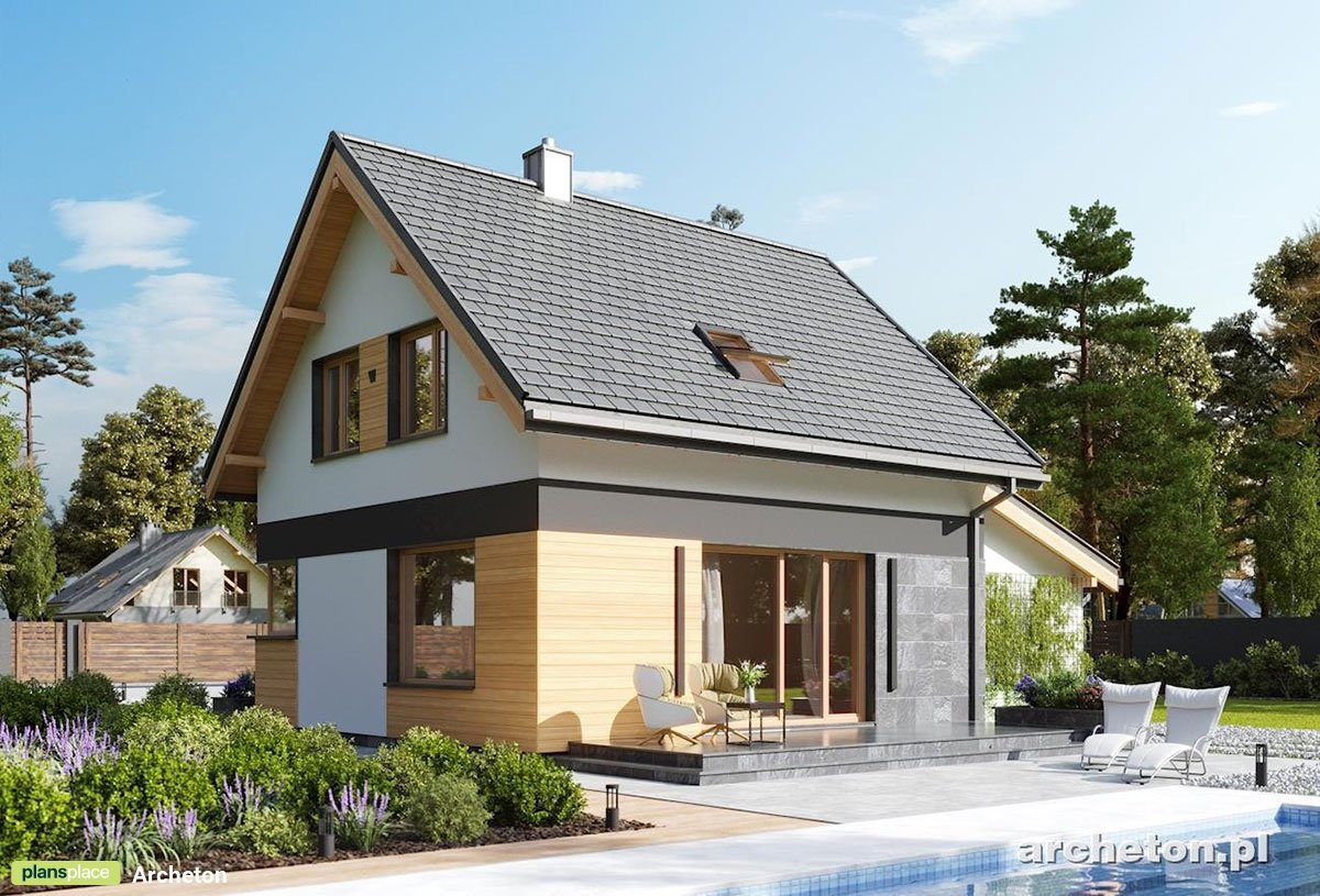 Gable Roof House Plan with Rear Deck and 1-Car Garage