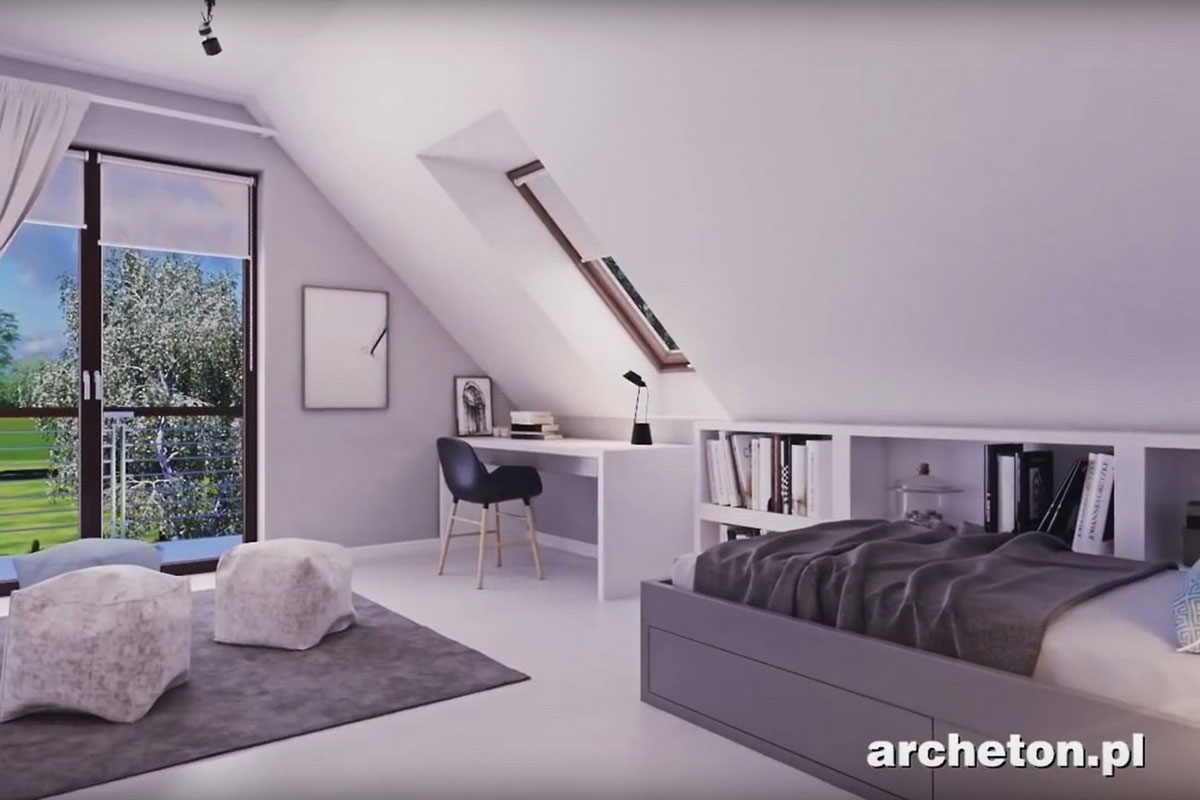 Mājas projekts ar mansardu 250 m²: 5 Guļamistabas, 3 Vannasistabas, Atvērta virtuve, Garāža