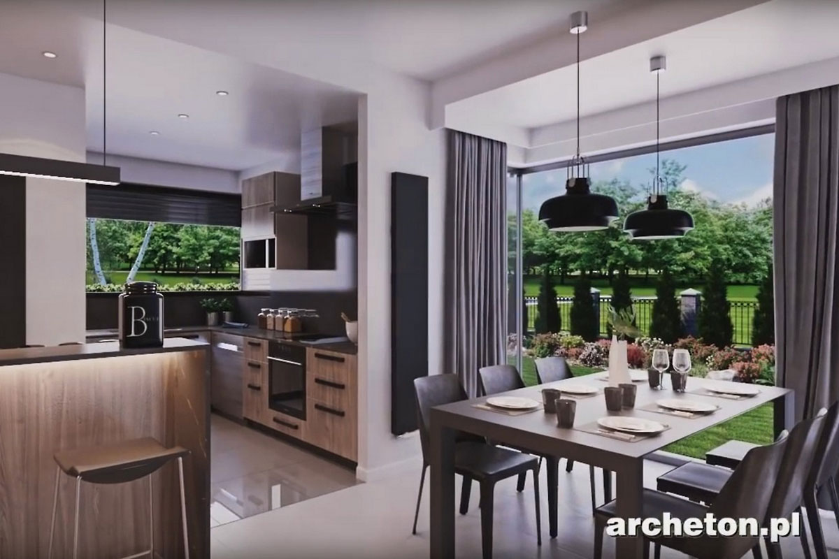 Mājas projekts ar mansardu 250 m²: 5 Guļamistabas, 3 Vannasistabas, Atvērta virtuve, Garāža