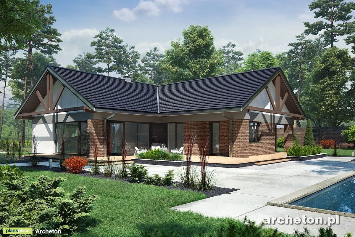 Vienstāva mājas projekts 180 m²: 3 Guļamistabas, Darba istaba, 2 Vannasistabas, Atvērta virtuve, Garāža