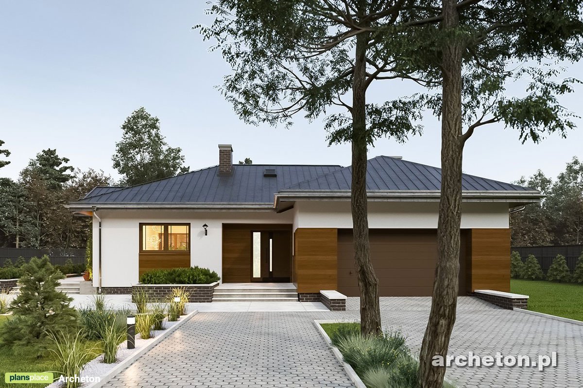 Vienstāva mājas projekts 193 m²: 3 Guļamistabas, Darba istaba, 3 Vannasistabas, Atvērta virtuve, Garāža