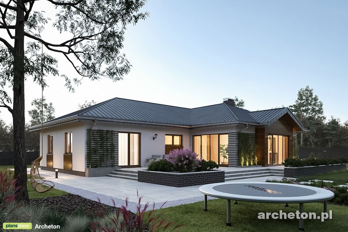 Vienstāva mājas projekts 193 m²: 3 Guļamistabas, Darba istaba, 3 Vannasistabas, Atvērta virtuve, Garāža