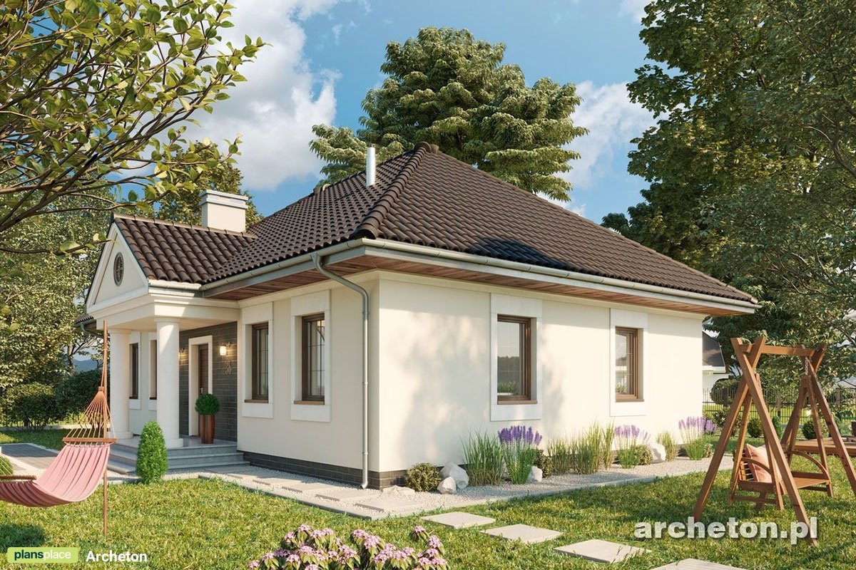 1100 Sq Ft Hip Roof Cottage House Plan with 3 Bedrooms