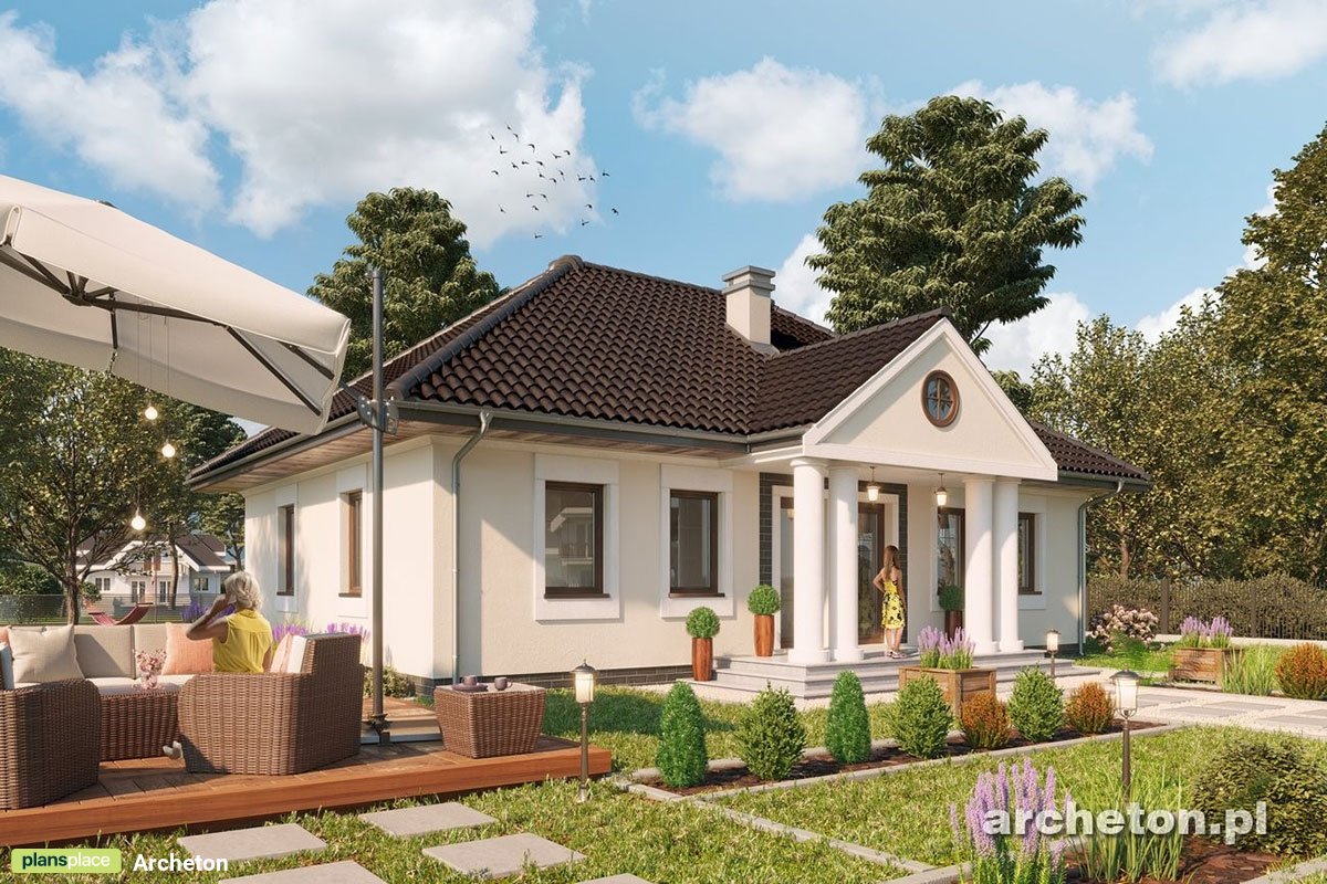 1100 Sq Ft Hip Roof Cottage House Plan with 3 Bedrooms