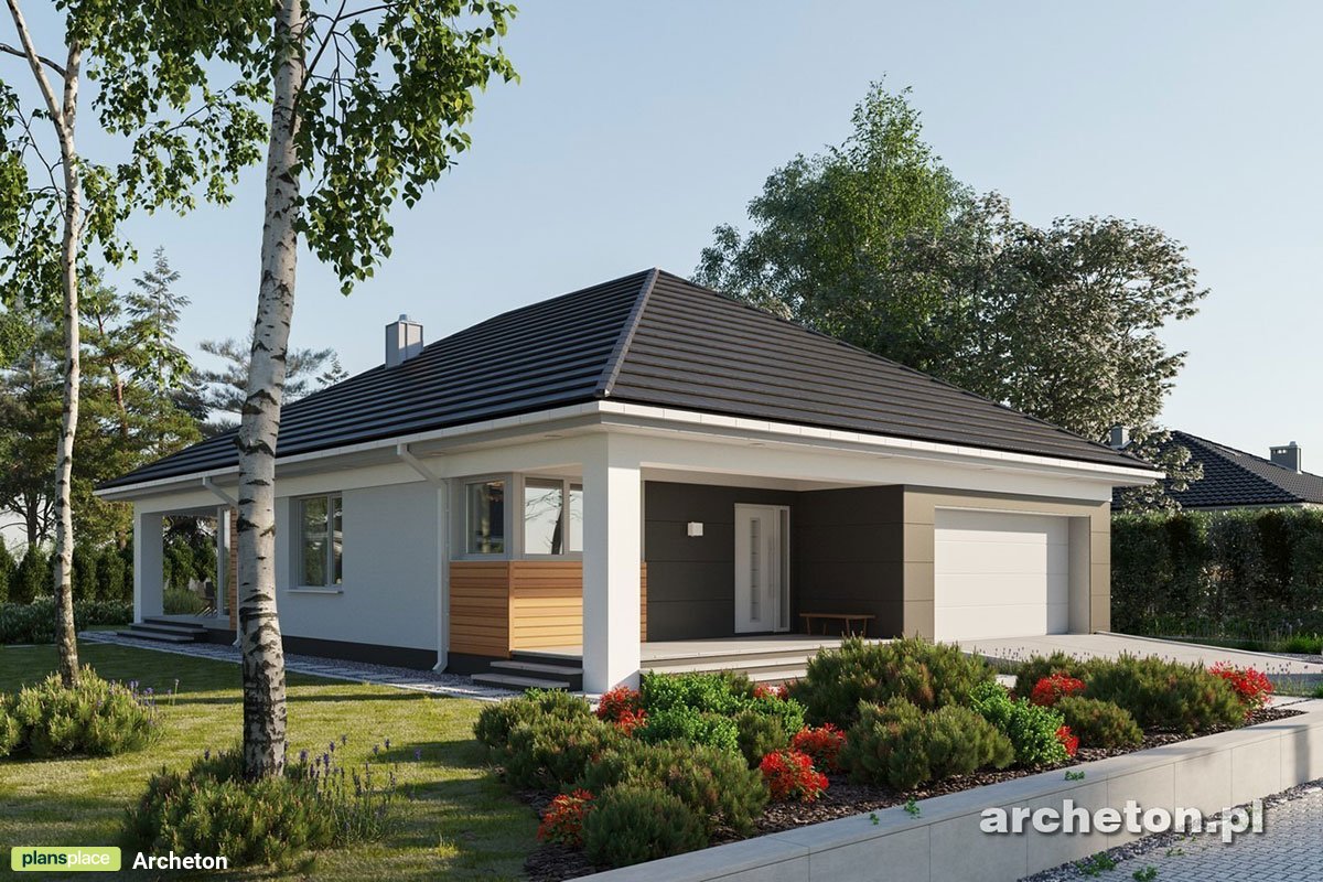 Vienstāva mājas projekts 153 m²: 3 Guļamistabas, Darba istaba, 2 Vannasistabas, Atvērta virtuve, Garāža