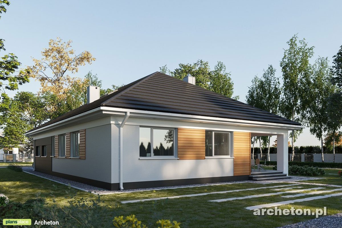 Vienstāva mājas projekts 153 m²: 3 Guļamistabas, Darba istaba, 2 Vannasistabas, Atvērta virtuve, Garāža