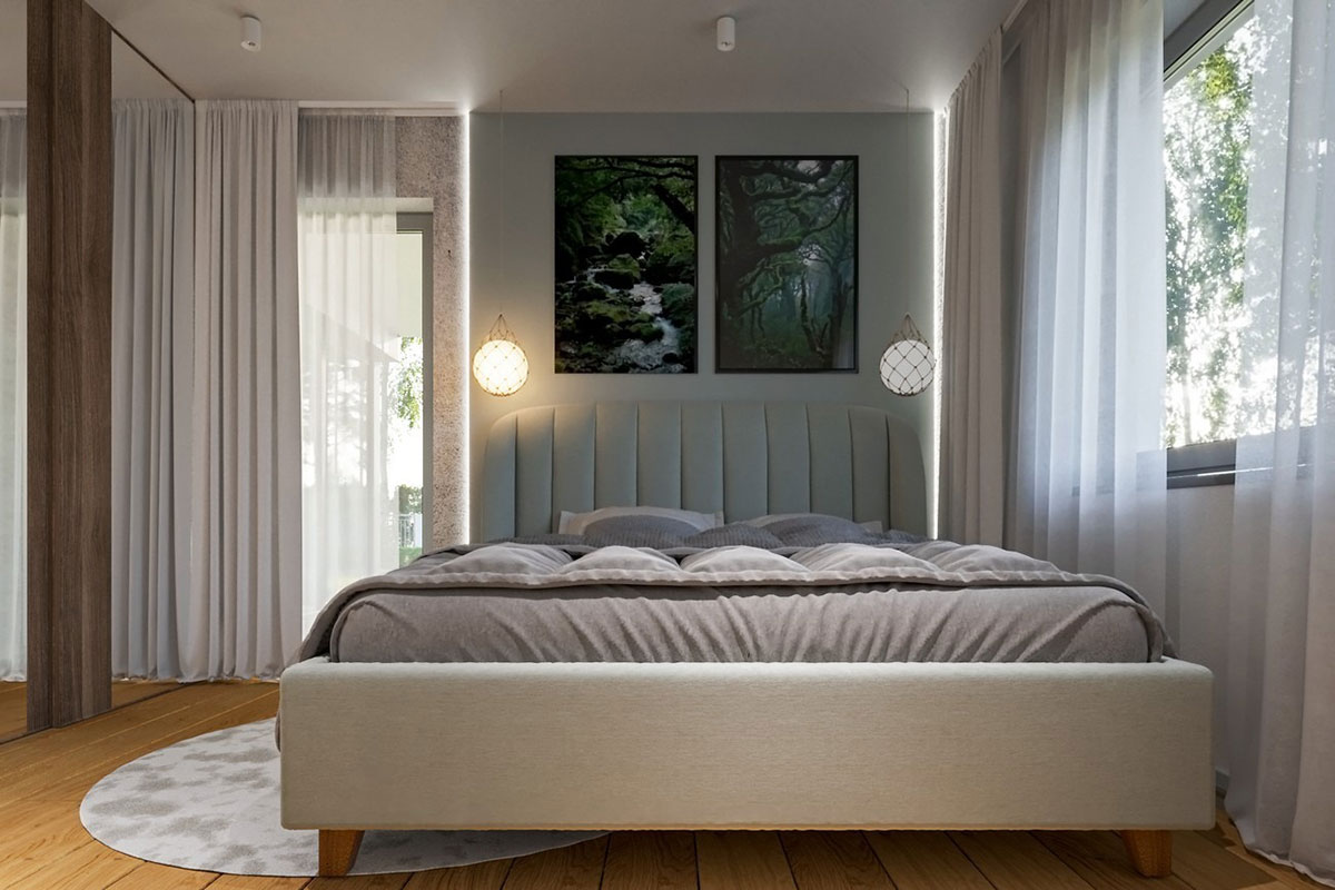 Vienstāva mājas projekts 153 m²: 3 Guļamistabas, Darba istaba, 2 Vannasistabas, Atvērta virtuve, Garāža