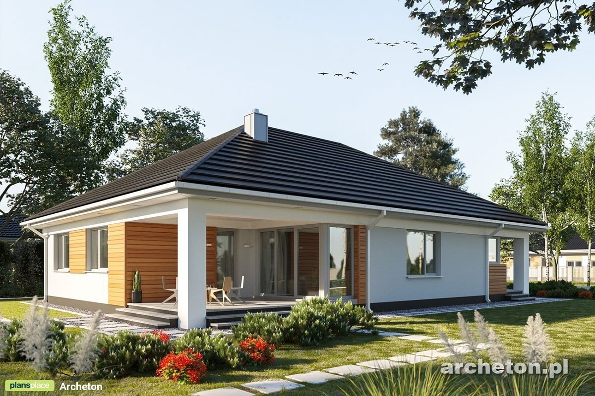 Vienstāva mājas projekts 153 m²: 3 Guļamistabas, Darba istaba, 2 Vannasistabas, Atvērta virtuve, Garāža