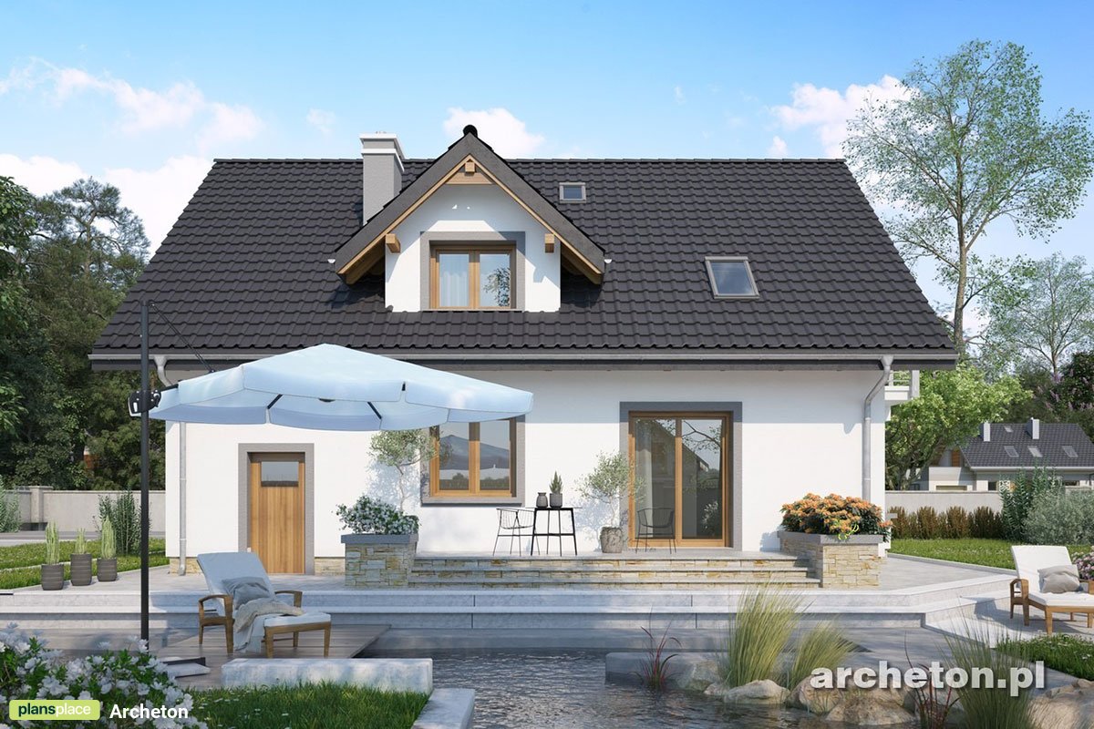 Two-Story House Plan with 2 Gables, 2 Dormers and 3 Balconies