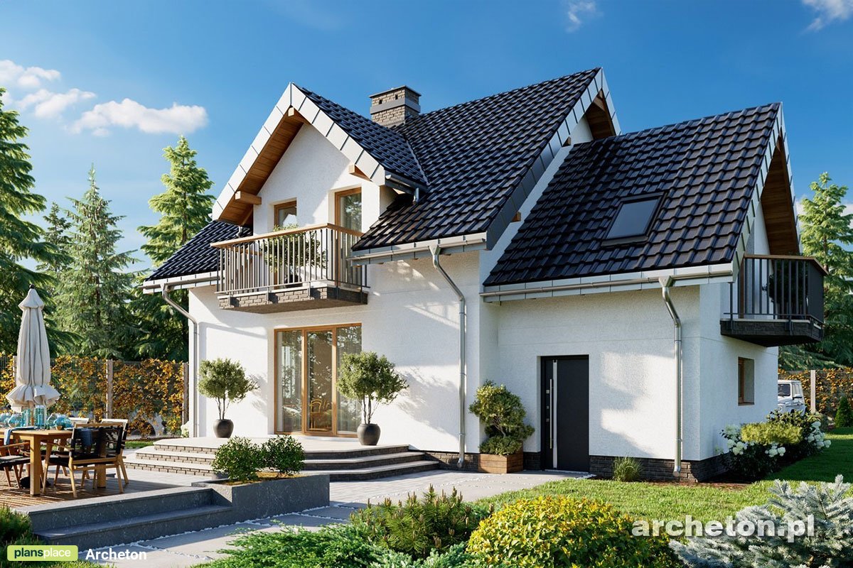 1300 Sq Ft Home Plan with 1-Car Garage and 4 Balconies