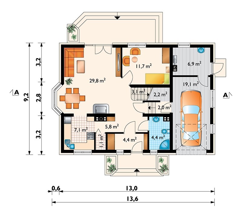 House Plan with 1-Car Front-Facing Garage and Dormer Window