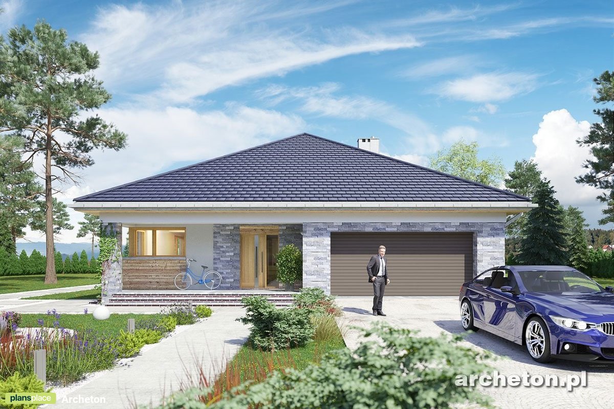 Vienstāva mājas projekts 177 m²: 4 Guļamistabas, 2 Vannasistabas, Atvērta virtuve, Garāža