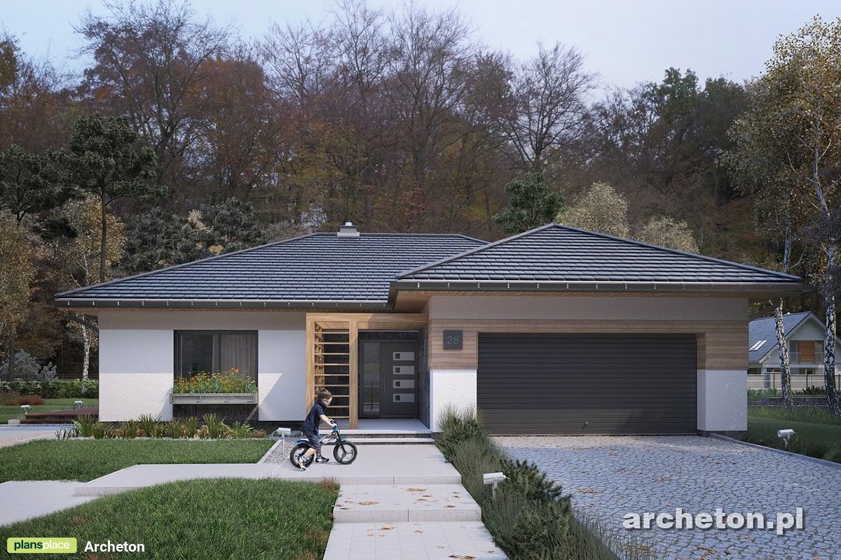 Vienstāva mājas projekts 194 m²: 4 Guļamistabas, 3 Vannasistabas, Atvērta virtuve, Garāža