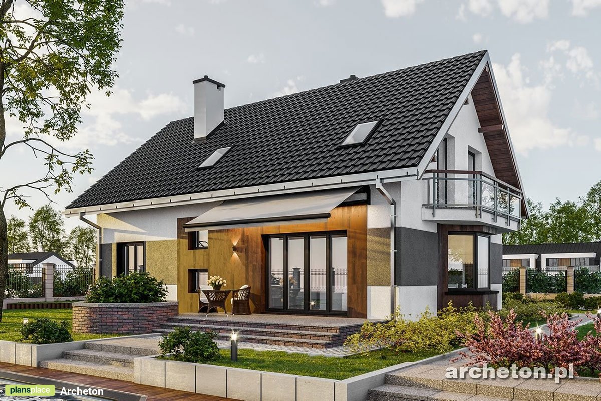 Mājas projekts ar mansardu 187 m²: 4 Guļamistabas, 2 Vannasistabas, Garāža