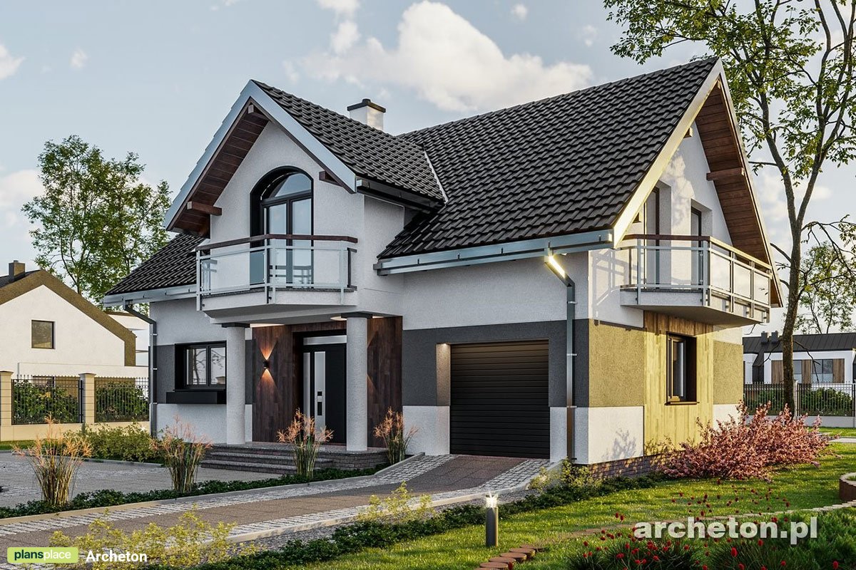 European House Plan with Bay Window and 3 Balconies