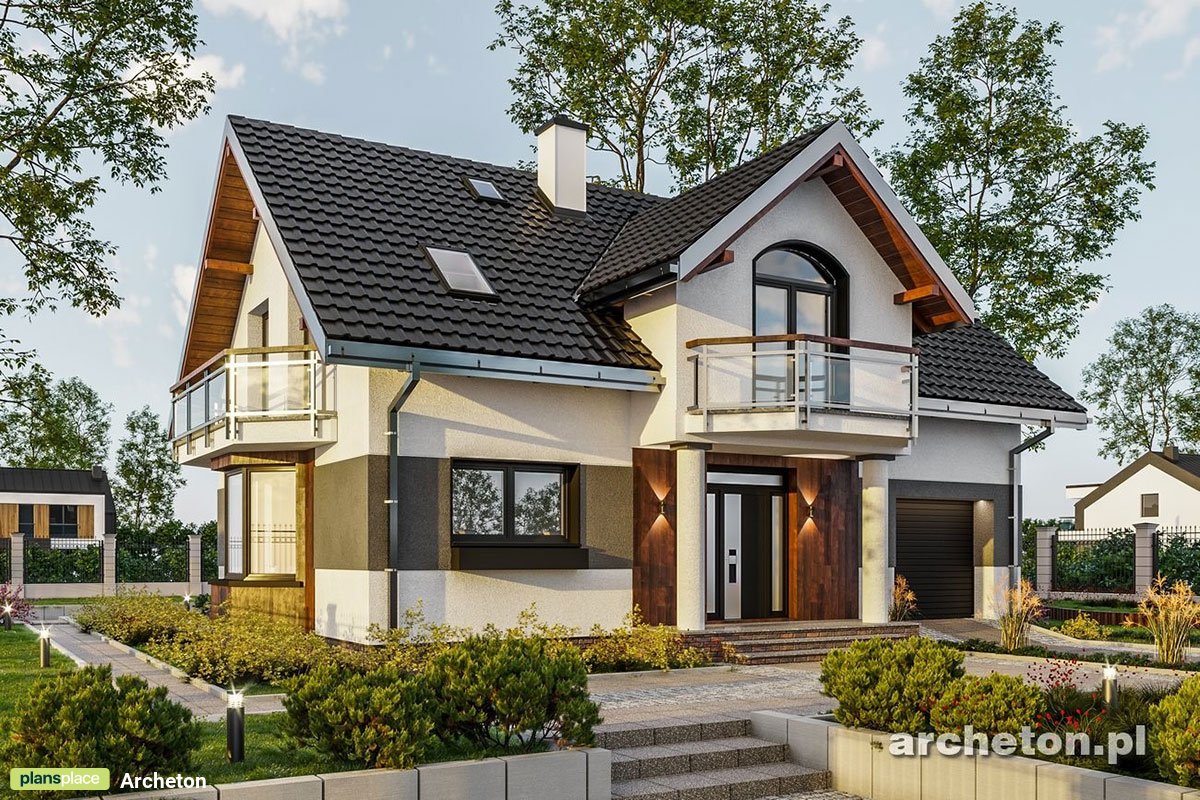 Mājas projekts ar mansardu 187 m²: 4 Guļamistabas, 2 Vannasistabas, Garāža