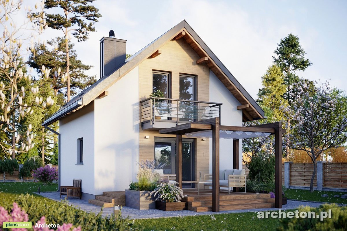 800 Sq Ft Tiny Home Plan with 2 Beds Upstairs and Gable Roof