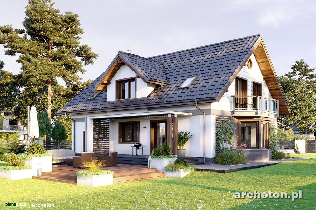 1900 Sq Ft House Plan with Balcony above Bay Window