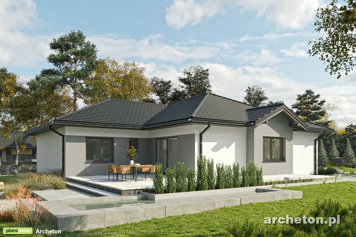 Vienstāva mājas projekts 208 m²: 4 Guļamistabas, 3 Vannasistabas, Atvērta virtuve, Garāža