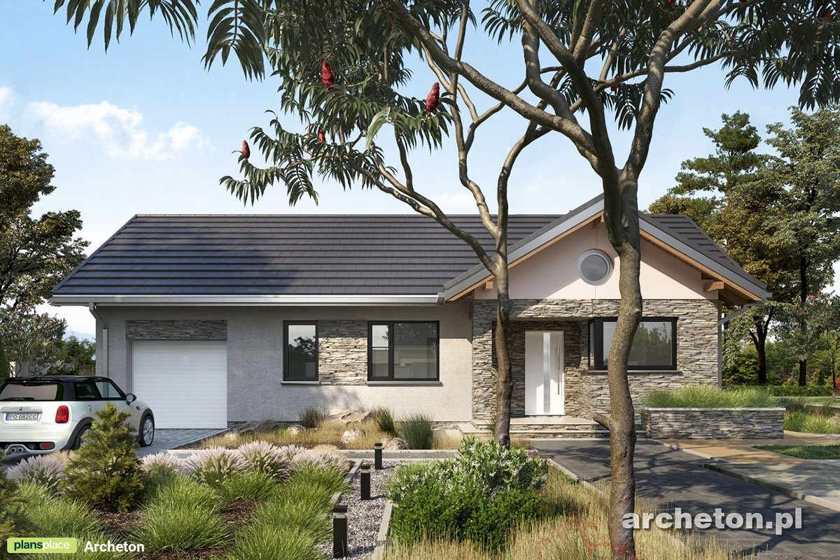 Vienstāva mājas projekts 118 m²: 3 Guļamistabas, 2 Vannasistabas, Atvērta virtuve, Garāža
