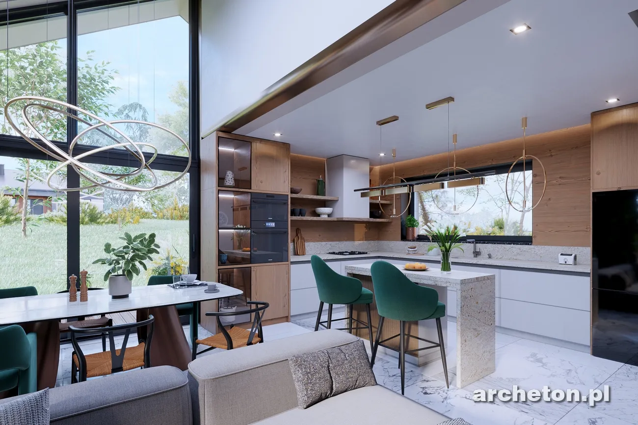 Vienstāva mājas projekts 103 m²: 3 Guļamistabas, Darba istaba, 2 Vannasistabas, Atvērta virtuve, bez Garāžas