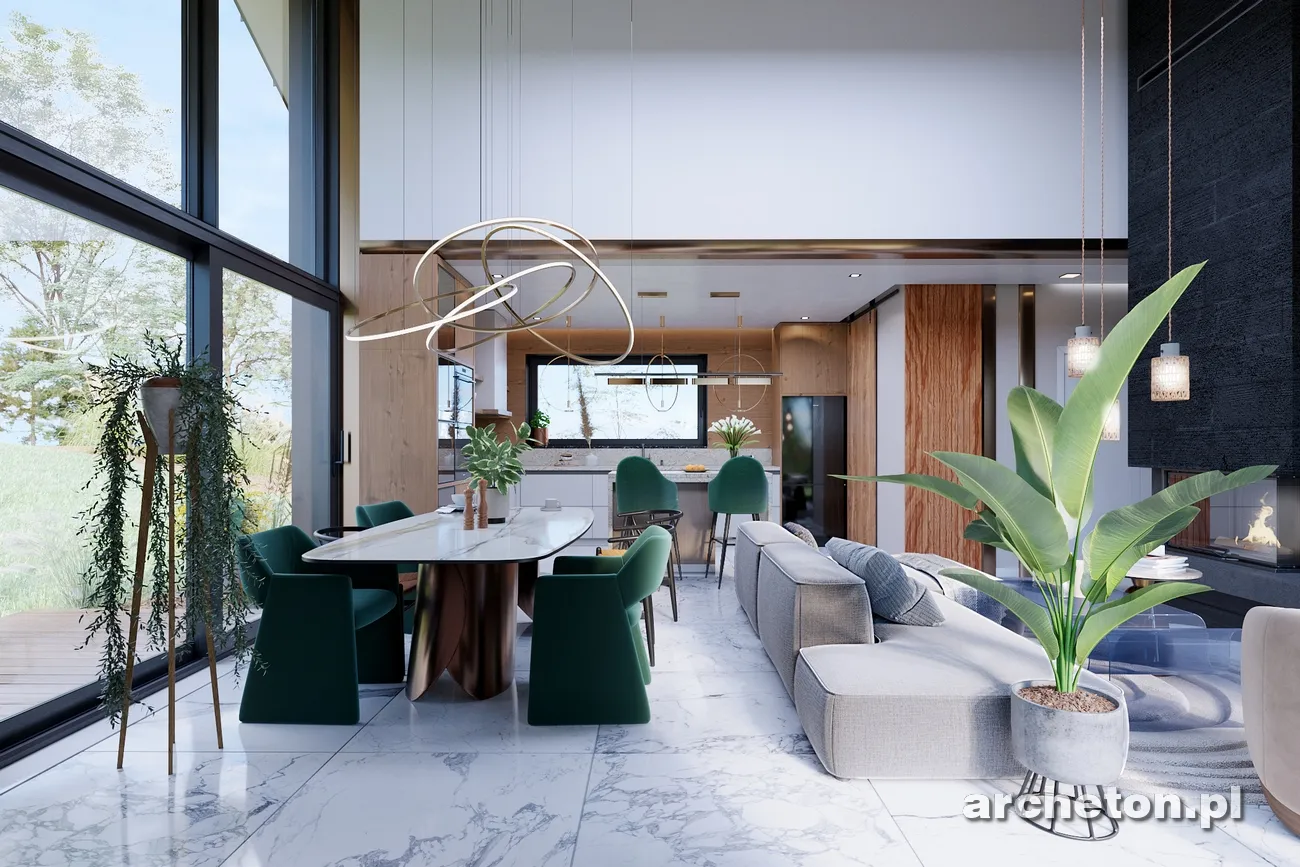 Vienstāva mājas projekts 103 m²: 3 Guļamistabas, Darba istaba, 2 Vannasistabas, Atvērta virtuve, bez Garāžas