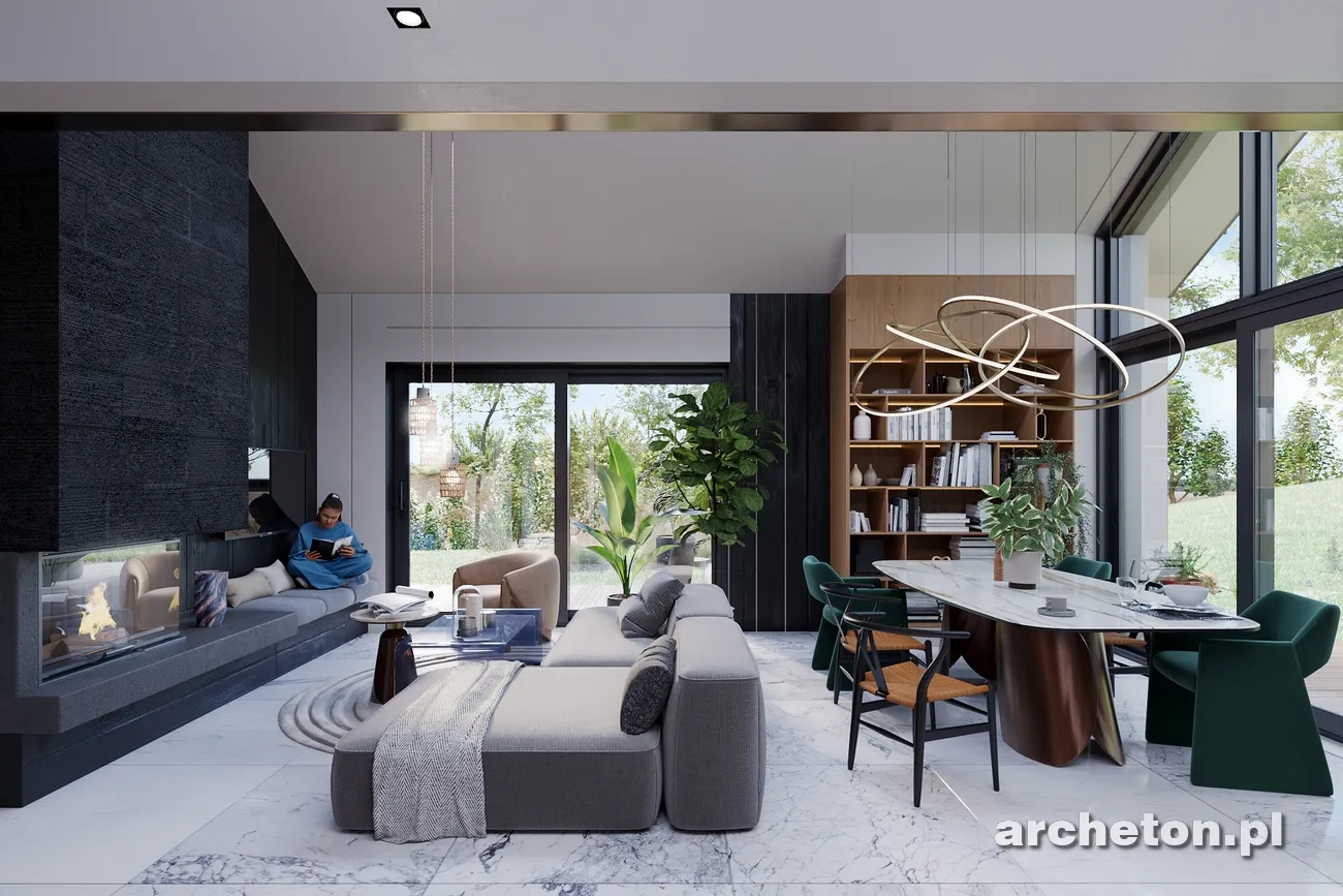 Vienstāva mājas projekts 103 m²: 3 Guļamistabas, Darba istaba, 2 Vannasistabas, Atvērta virtuve, bez Garāžas