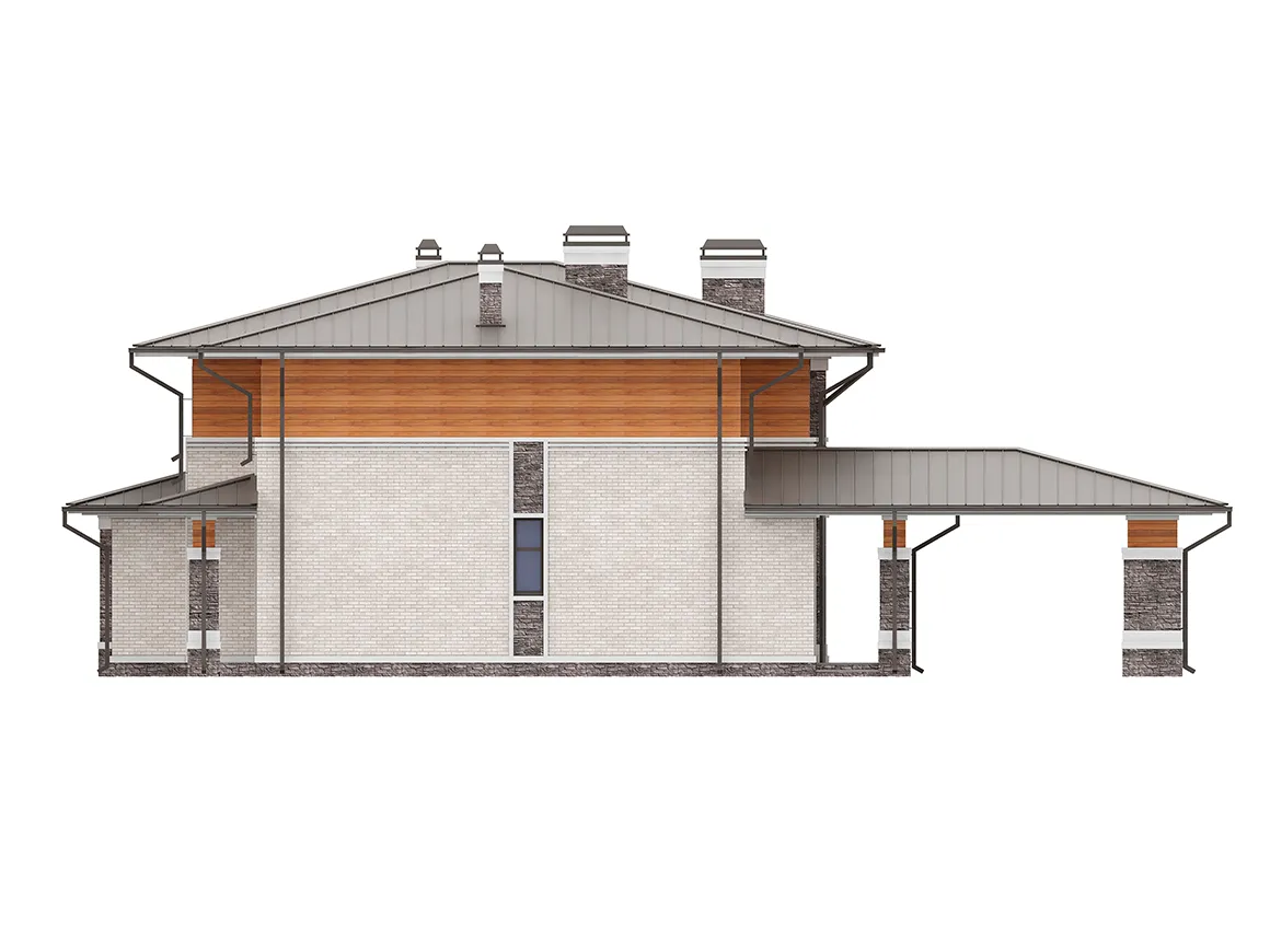 Divstāvu mājas projekts 339 m²: 5 Guļamistabas, Darba istaba, 4 Vannasistabas, Atvērta virtuve, bez Garāžas