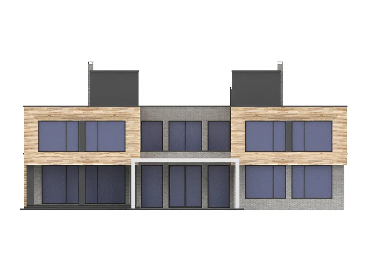Trīsstāvu mājas projekts 461 m²: 6 Guļamistabas, Darba istaba, 5 Vannasistabas, Atvērta virtuve, bez Garāžas
