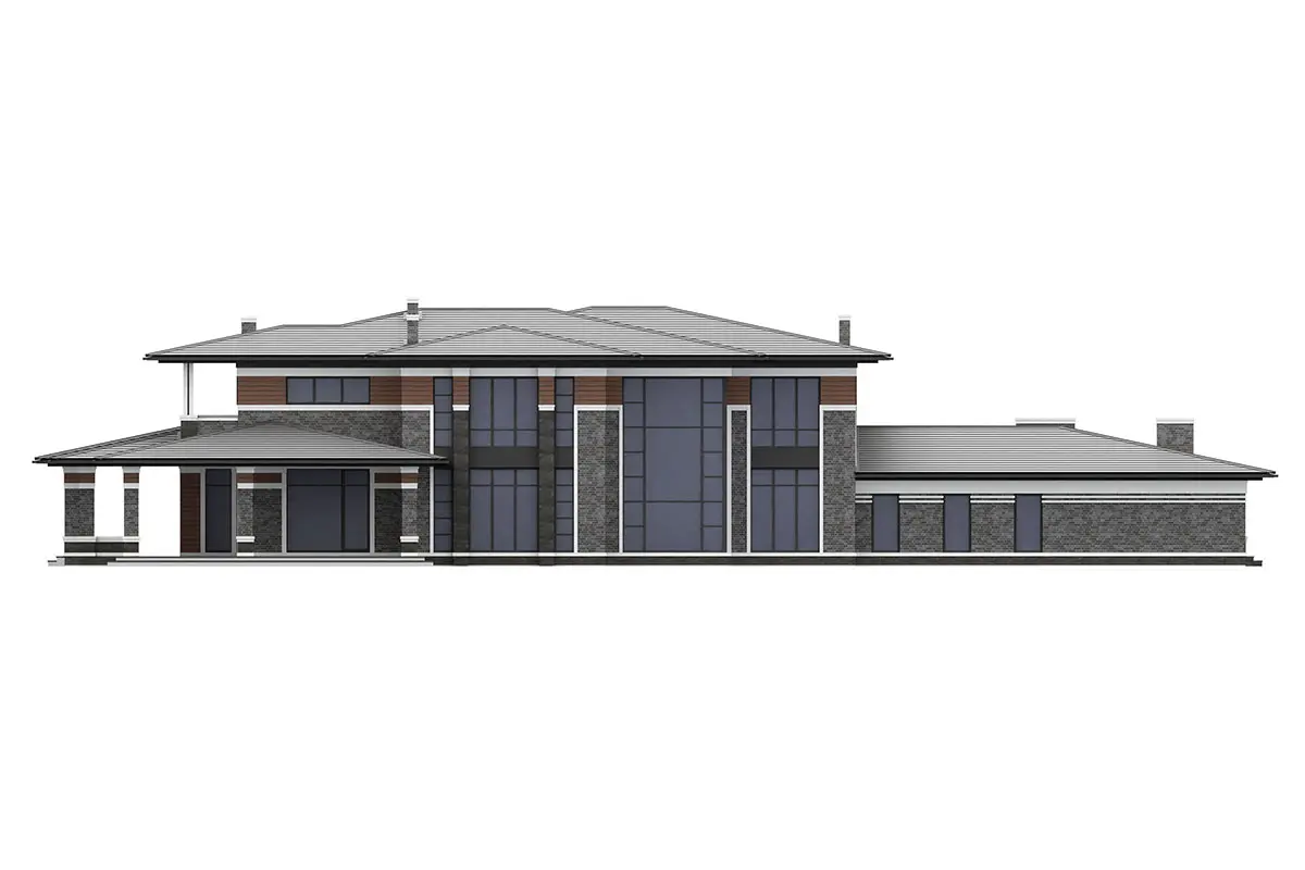 Divstāvu mājas projekts 670 m²: 5 Guļamistabas, Darba istaba, 5 Vannasistabas, Atvērta virtuve, Garāža