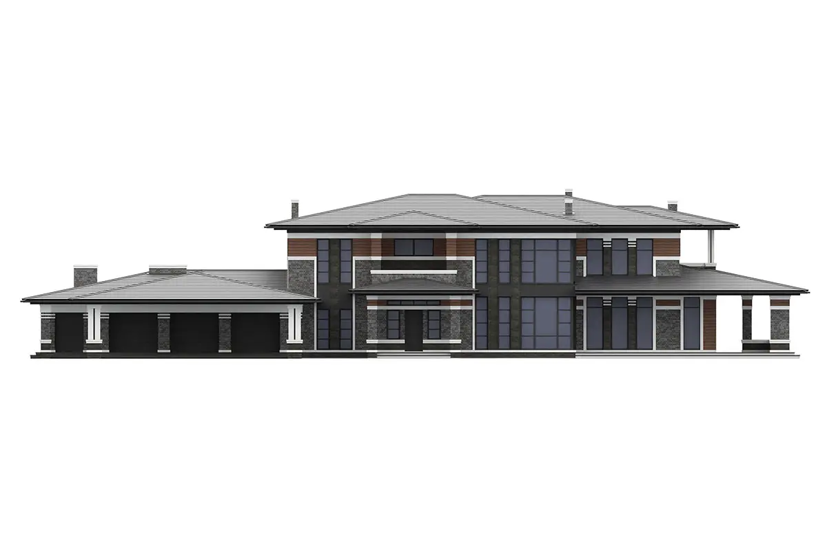 Divstāvu mājas projekts 670 m²: 5 Guļamistabas, Darba istaba, 5 Vannasistabas, Atvērta virtuve, Garāža