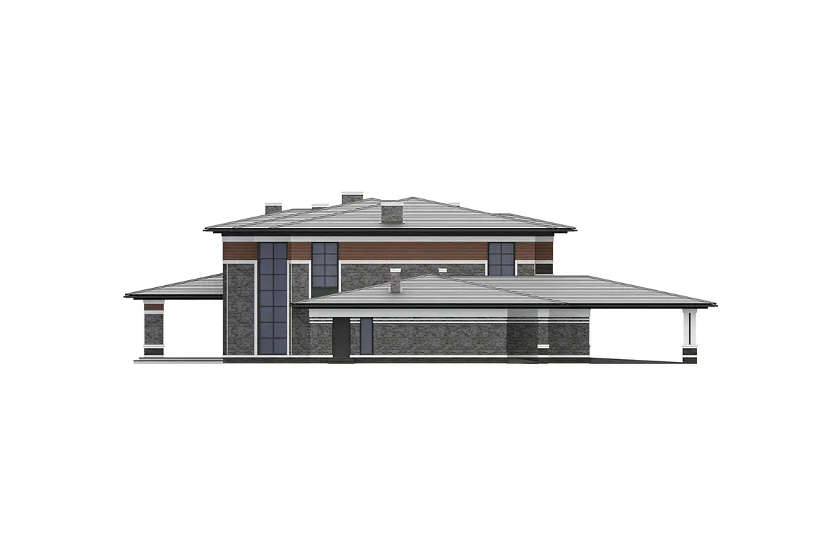 Divstāvu mājas projekts 670 m²: 5 Guļamistabas, Darba istaba, 5 Vannasistabas, Atvērta virtuve, Garāža