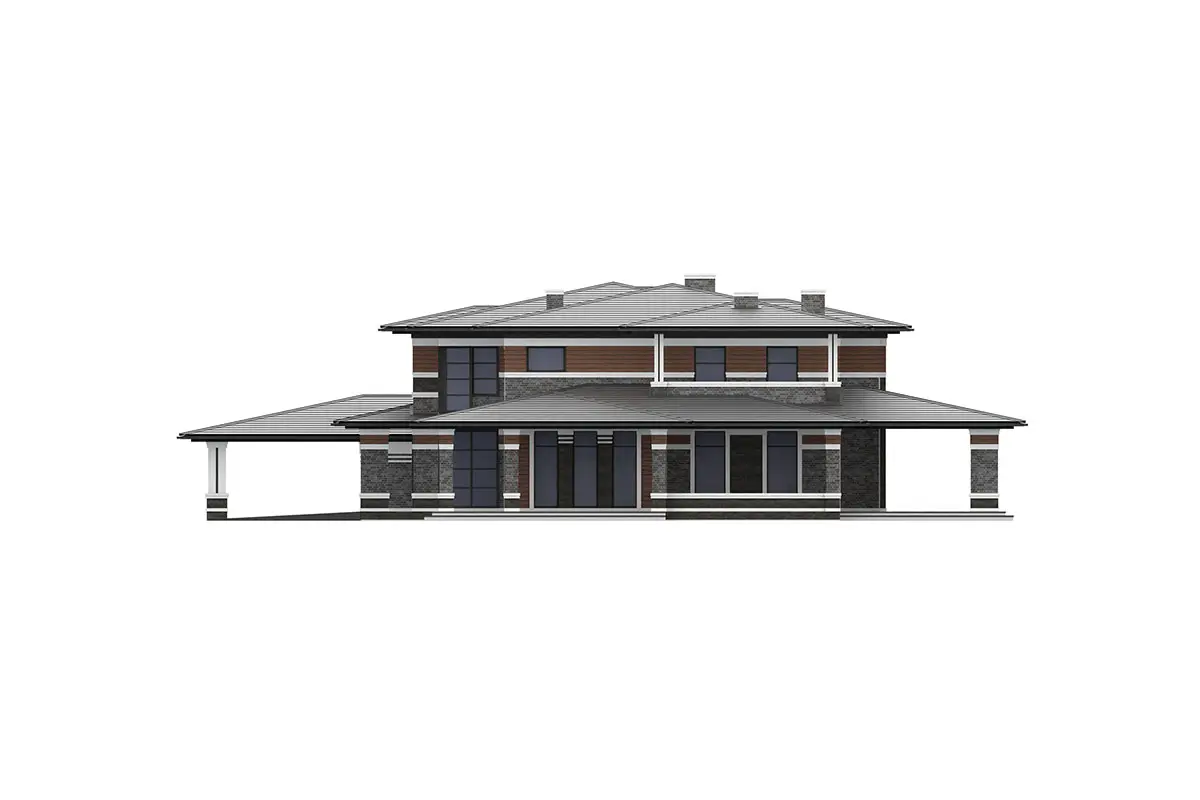 Divstāvu mājas projekts 670 m²: 5 Guļamistabas, Darba istaba, 5 Vannasistabas, Atvērta virtuve, Garāža