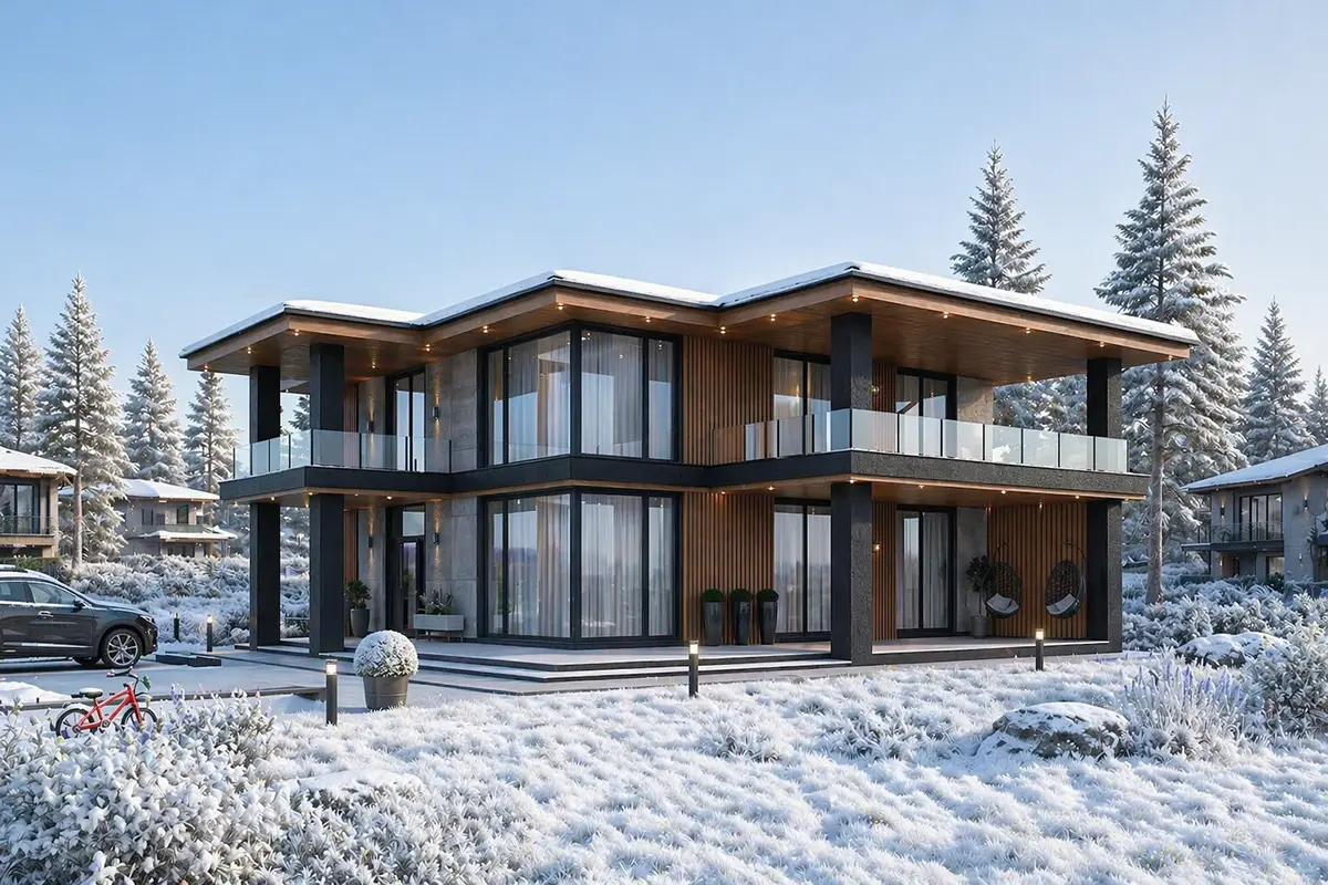 Divstāvu mājas projekts 194 m²: 3 Guļamistabas, 3 Vannasistabas, Atvērta virtuve, bez Garāžas